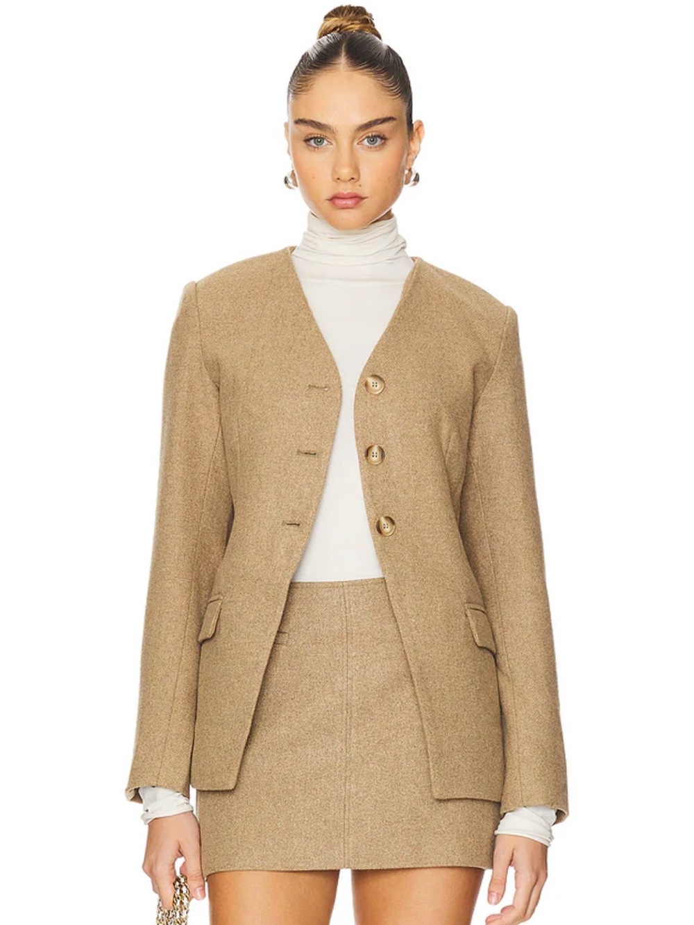 ASTR The Label Bellmere Camel Wool Blend Blazer Jacket Large